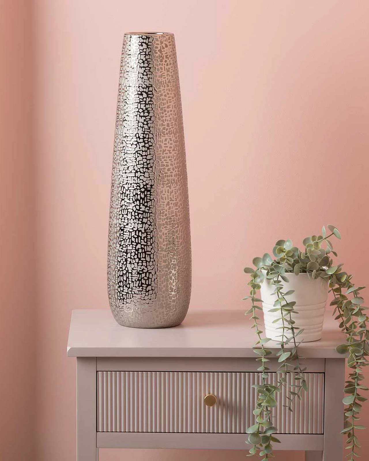 Gaia Silver Textured Vase 3 Gaia Silver Textured Vase