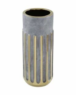 Grey Heston Ceramic Vase In Warm Metallic