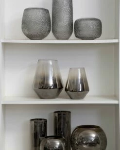 Semi-Transparent Nickel Stripe Glass Rounded Vase -Ideal Shop 39c87733 afc4 48b9 a3eb 1ba605b089d7