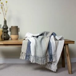 Furn Tulsa Striped Throw Grey & Natural 130cm X 180cm