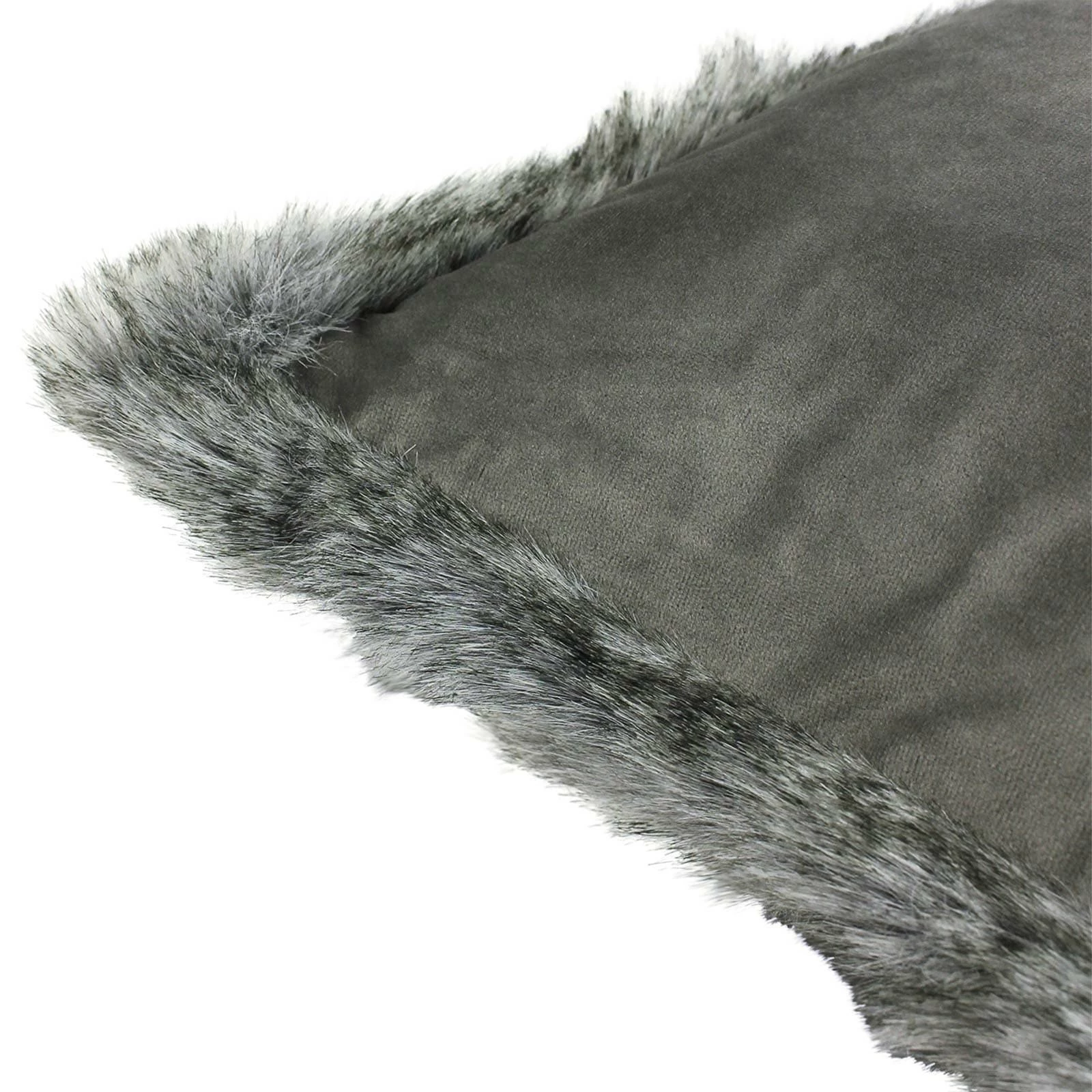 Aspen Faux Fur Trim Grey Filled Cushions 4 Aspen Faux Fur Trim Grey Filled Cushions - Image 2