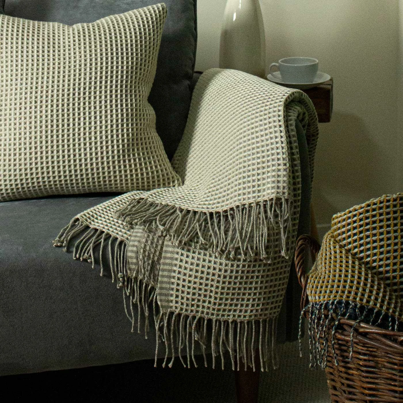 Furn Rowan Knitted Waffle Throw Natural 130cm X 180cm 3 Furn Rowan Knitted Waffle Throw Natural 130cm X 180cm