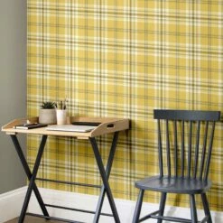 Kelso Check Wallpaper Ochre
