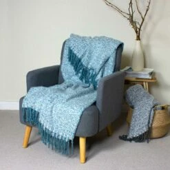 Furn Weaver Herringbone Throw Teal 130cm X 180cm