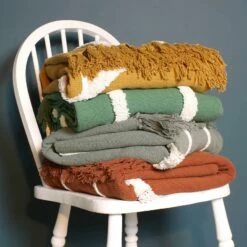 Furn Rainbow Tuft Tasselled Throw Ochre -Ideal Shop 3 7990d5c7 6e0a 453e b376 f7170d490182