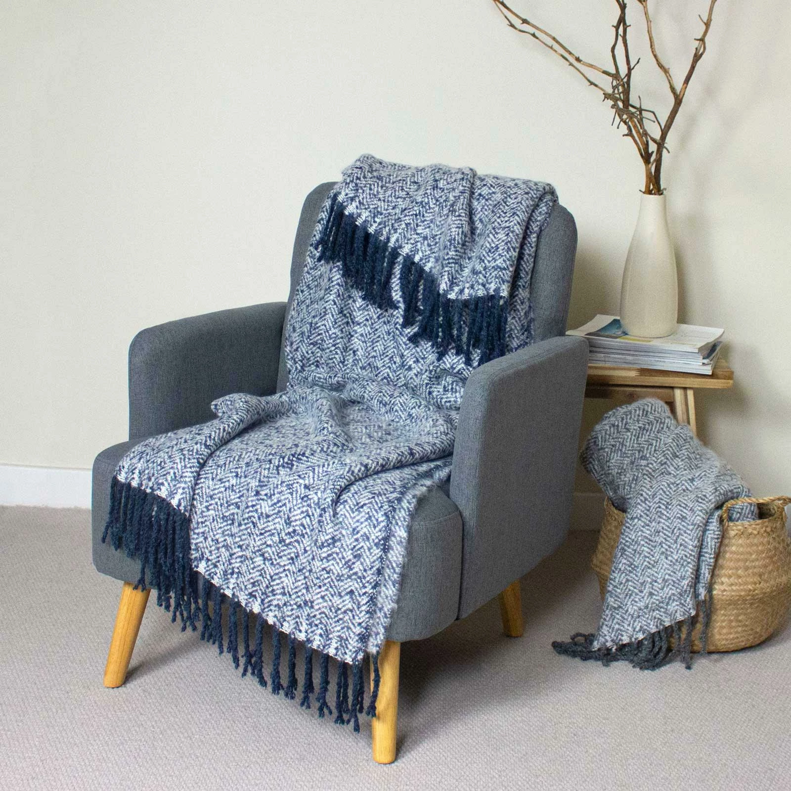 Furn Weaver Herringbone Throw Navy 130cm X 180cm 3 Furn Weaver Herringbone Throw Navy 130cm X 180cm