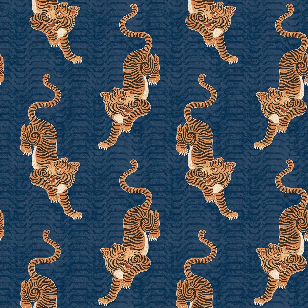 Furn Tibetan Tiger Wallpaper Blue 5 Furn Tibetan Tiger Wallpaper Blue - Image 3