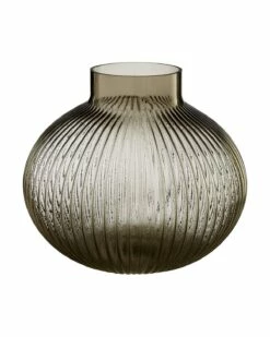 Corrugated Glass Nullah Large Vase With Extruding Rim