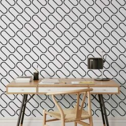 Linear Curve Geometric Black Wallpaper