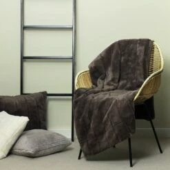 Empress Plush Taupe Faux Fur Throws