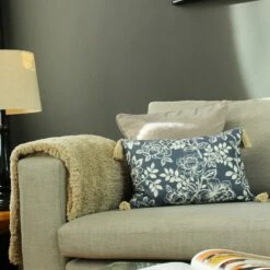 Somerton Slate Blue Floral Cushion Cover 14'' X 20'' -Ideal Shop 4 109e4eba bcf6 4543 aba7 ce0fe89cfc87