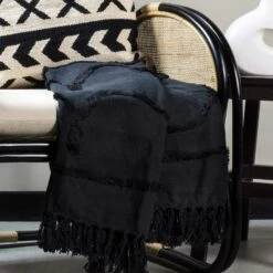 Furn Jakarta Tufted Tassel Throw Black