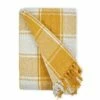 Frisco Tartan Check Recycled Cotton Throw Ochre