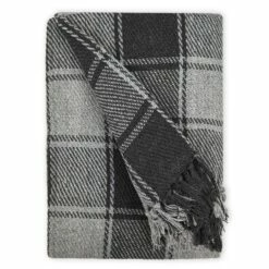 Frisco Tartan Check Recycled Cotton Throw Charcoal
