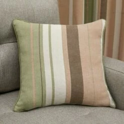 Fusion Whitworth Stripe Green Cushion Cover 17" X 17"