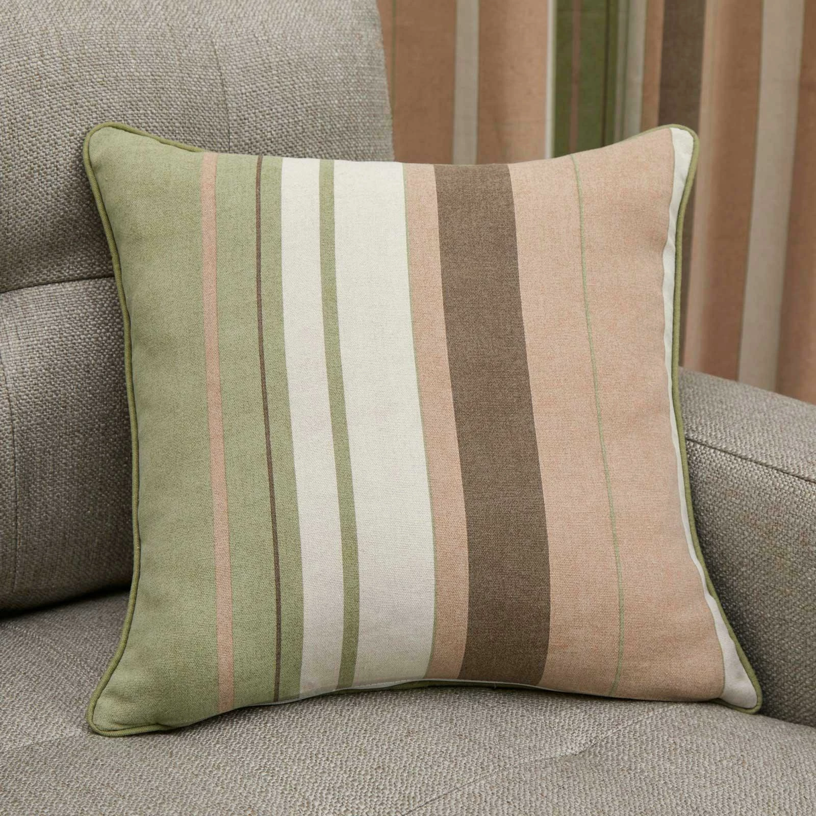 Fusion Whitworth Stripe Green Cushion Cover 17" X 17" 3 Fusion Whitworth Stripe Green Cushion Cover 17" X 17"