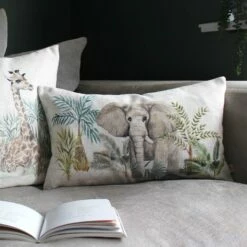 Kenya Elephant Print Filled Cushion