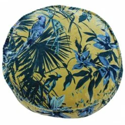 Amazon Jungle Velvet Teal Filled Round Cushion