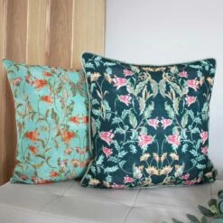 Heritage Bell Flowers Viridian Cushion Cover 17" X 17" -Ideal Shop 4 690a009f 11cb 4107 bb89 3bdc5c76d2fc