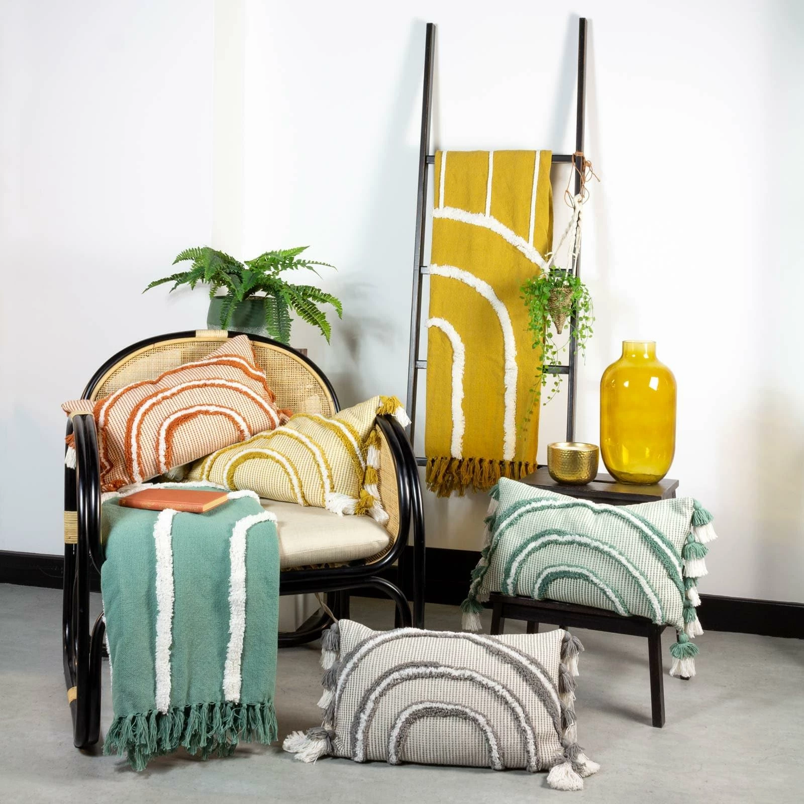 Furn Rainbow Tuft Tasselled Brick Filled Cushion 6 Furn Rainbow Tuft Tasselled Brick Filled Cushion - Image 4