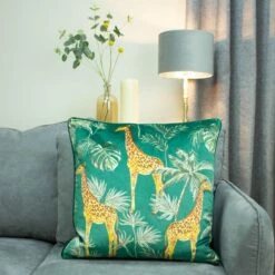Giraffe Palm Jungle Velvet Green Filled Cushions 20'' X 20'' 7 Giraffe Palm Jungle Velvet Green Filled Cushions 20'' X 20'' -Ideal Shop 4 7f94cb0b 873e 46fc b33a ab2d74813fb9
