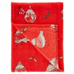 Christmas Robins Fleece Throw Red -Ideal Shop 4 9187b0a9 aab8 413c b41c a5d965a38e86