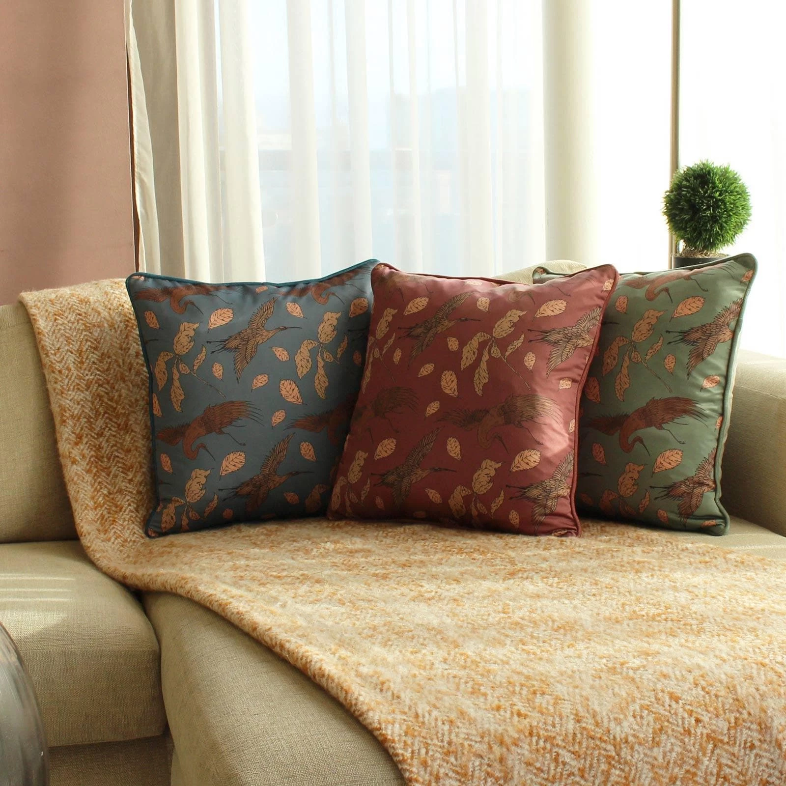 Harper Cranes Mulberry Satin Cushion Cover 18'' X 18'' 4 Harper Cranes Mulberry Satin Cushion Cover 18'' X 18'' - Image 2