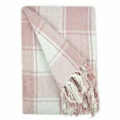 Frisco Tartan Check Recycled Cotton Throw Blush