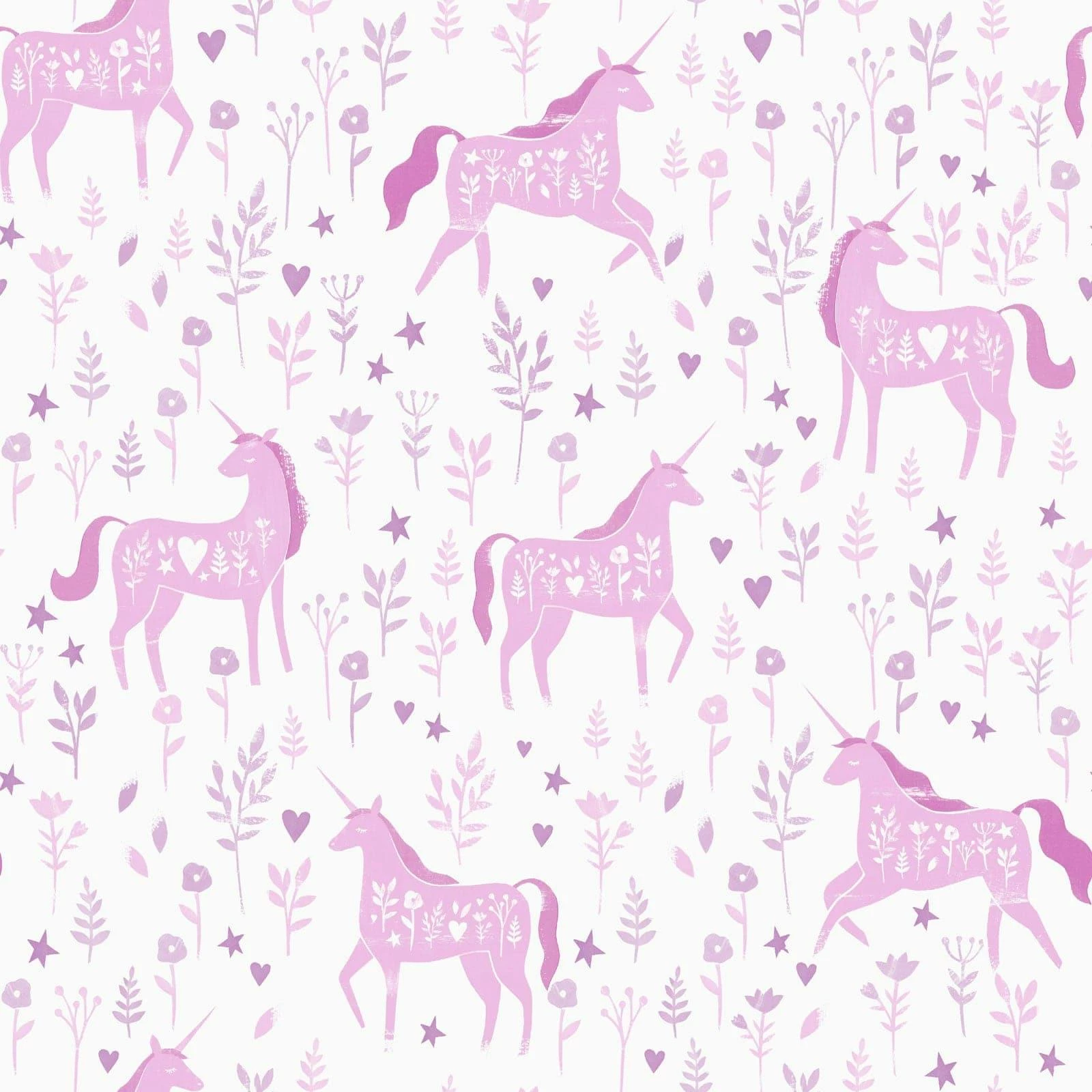 Folk Unicorn Wallpaper Pink 4 Folk Unicorn Wallpaper Pink - Image 2
