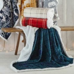 Furn Blake Tartan Check Fleece Throw Natural 130cm X 150cm -Ideal Shop 4 e5015d89 a5e1 406b a678 b64d42f8eda7