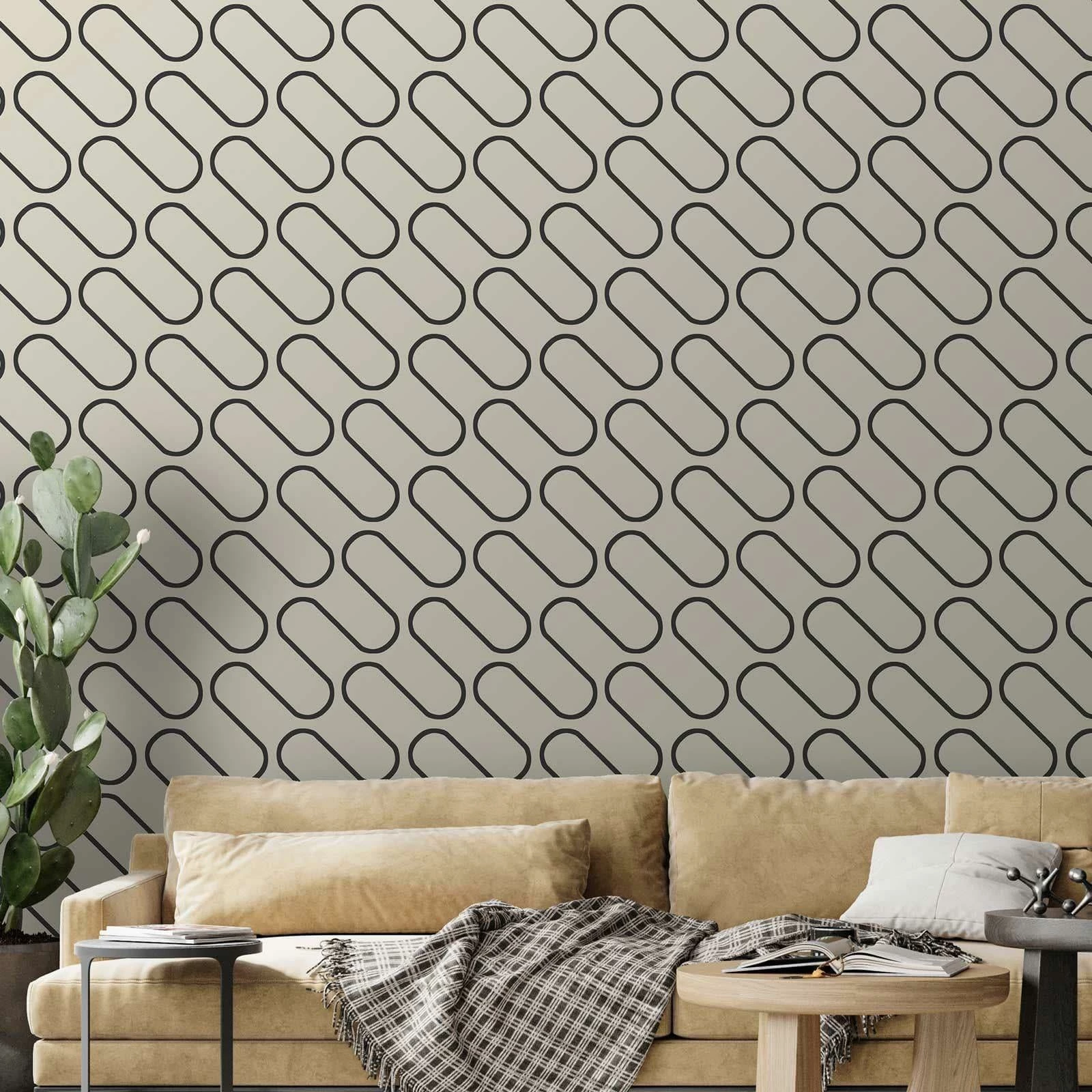 Linear Curve Geometric Cream Wallpaper 3 Linear Curve Geometric Cream Wallpaper