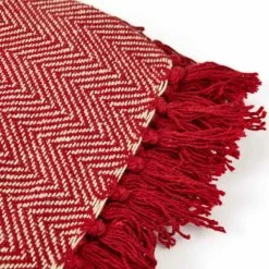 Herringbone Tasselled Recycled Cotton Throw Red 11 Herringbone Tasselled Recycled Cotton Throw Red -Ideal Shop 5 38c42adf 6ee6 403f a493 aa0aec8da4ba