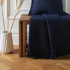 Hayden 100% Recycled Cotton Navy Throws