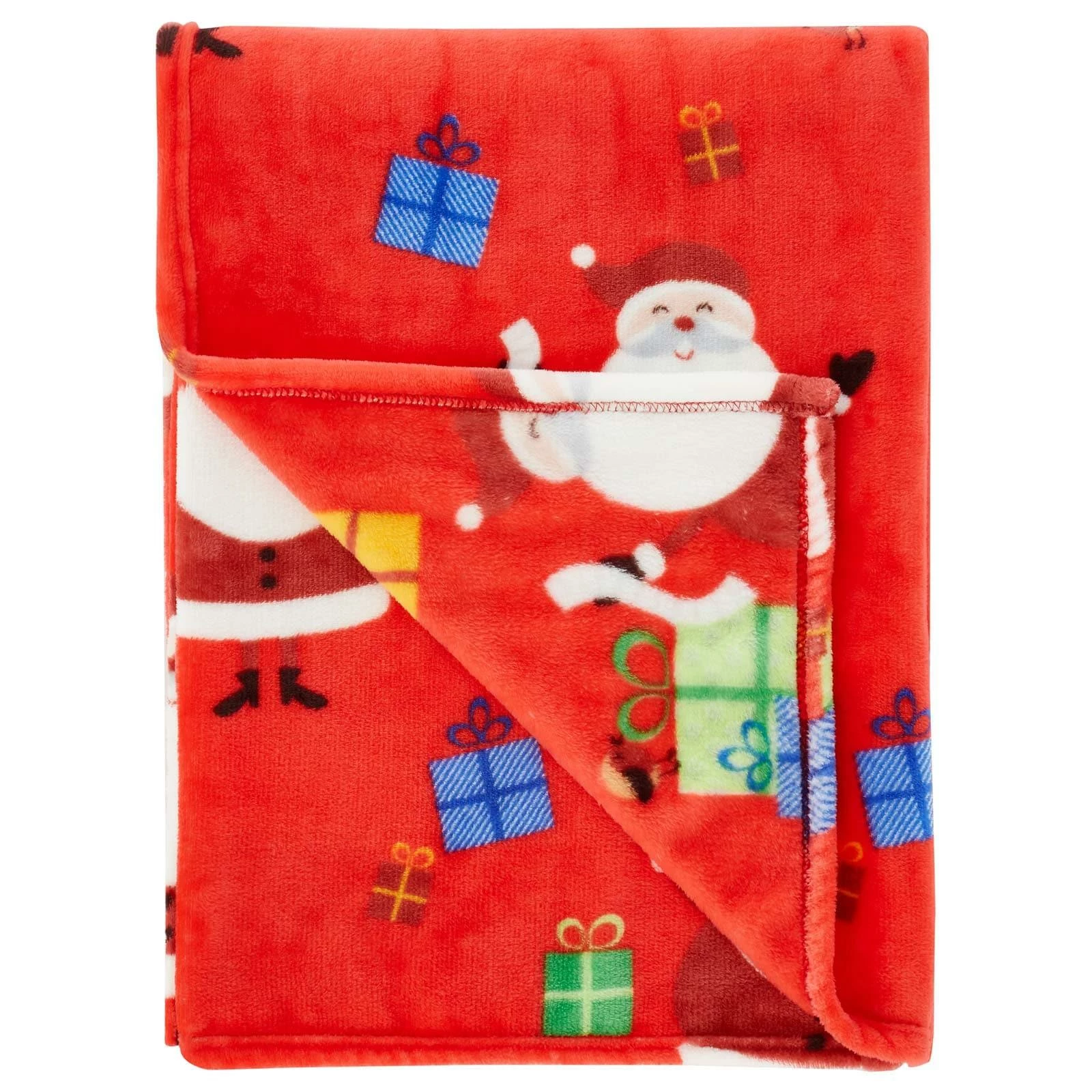 Santa's Christmas Presents Fleece Throw Red 6 Santa's Christmas Presents Fleece Throw Red - Image 4