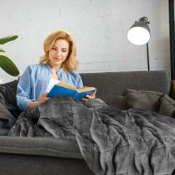 Sherpa Fleece Weighted Blanket Grey -Ideal Shop 5 b85fe8f9 4a55 4d8c 994d b74a986e4408