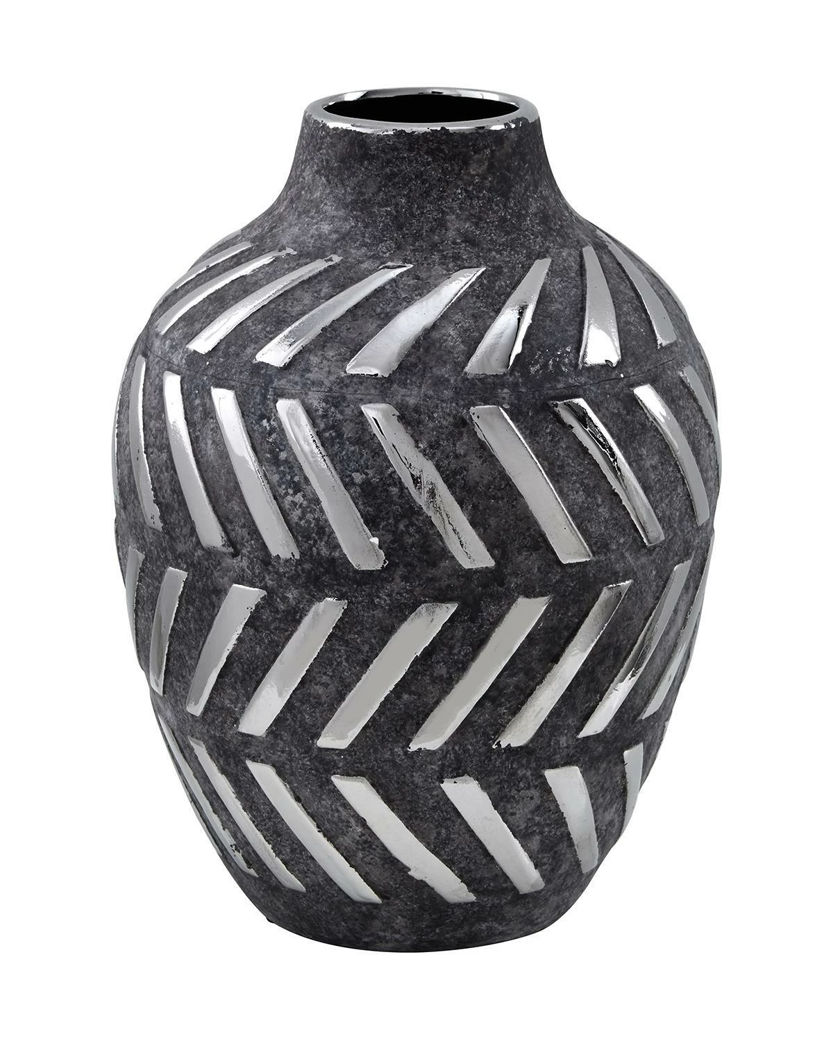 Perth Handcrafted Large Grey Ceramic Geometric Vase 3 Perth Handcrafted Large Grey Ceramic Geometric Vase