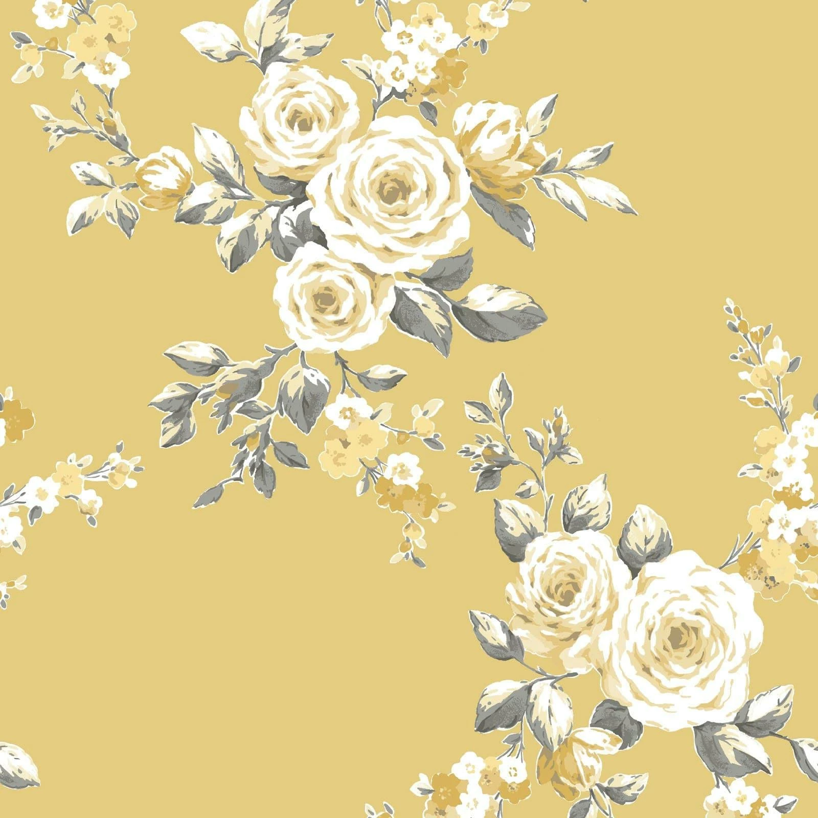 Canterbury Floral Wallpaper Ochre 4 Canterbury Floral Wallpaper Ochre - Image 2