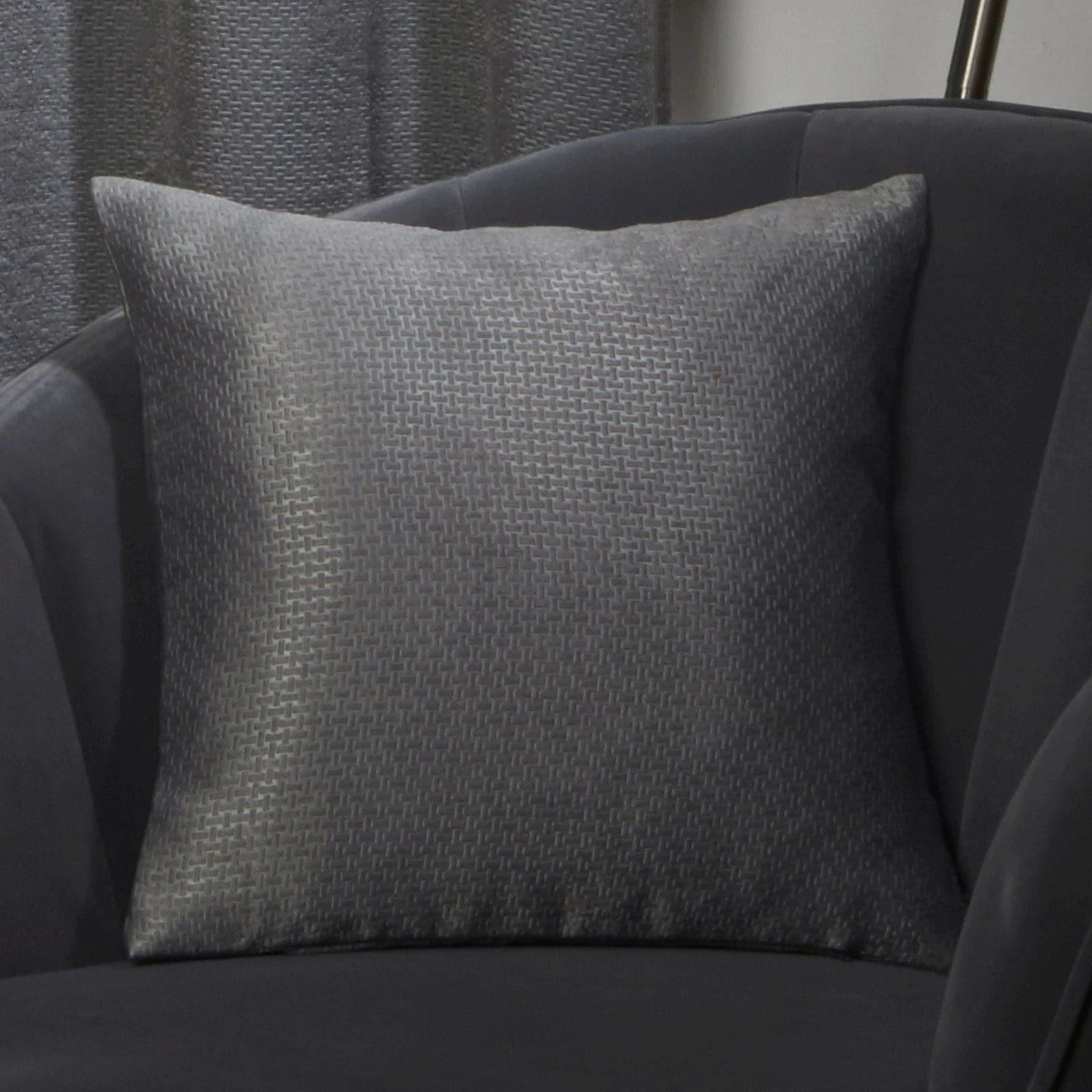 Ambiance Embossed Charcoal Cushion Cover 17" X 17" 3 Ambiance Embossed Charcoal Cushion Cover 17" X 17"
