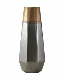Silver And Copper Jet Geometric Porcelain Vase