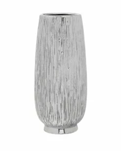 Large Urban Ceramic Vase In Silver Finish