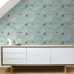 Cranes Duck Egg Blue Wallpaper -Ideal Shop 78a2e991 4aca 4887 8341 ecb40fa51263