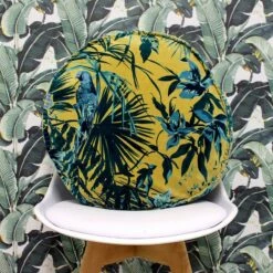 Amazon Jungle Velvet Teal Filled Round Cushion -Ideal Shop 7 6d4ce9b0 233c 4912 9dc5 3c018c8c669e