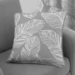 Fusion Matteo Palm Leaf Grey Cushion Cover 17" X 17"