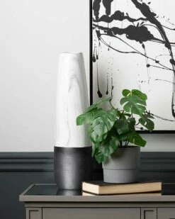 Large Gaia Black & Marble Bullet Vase