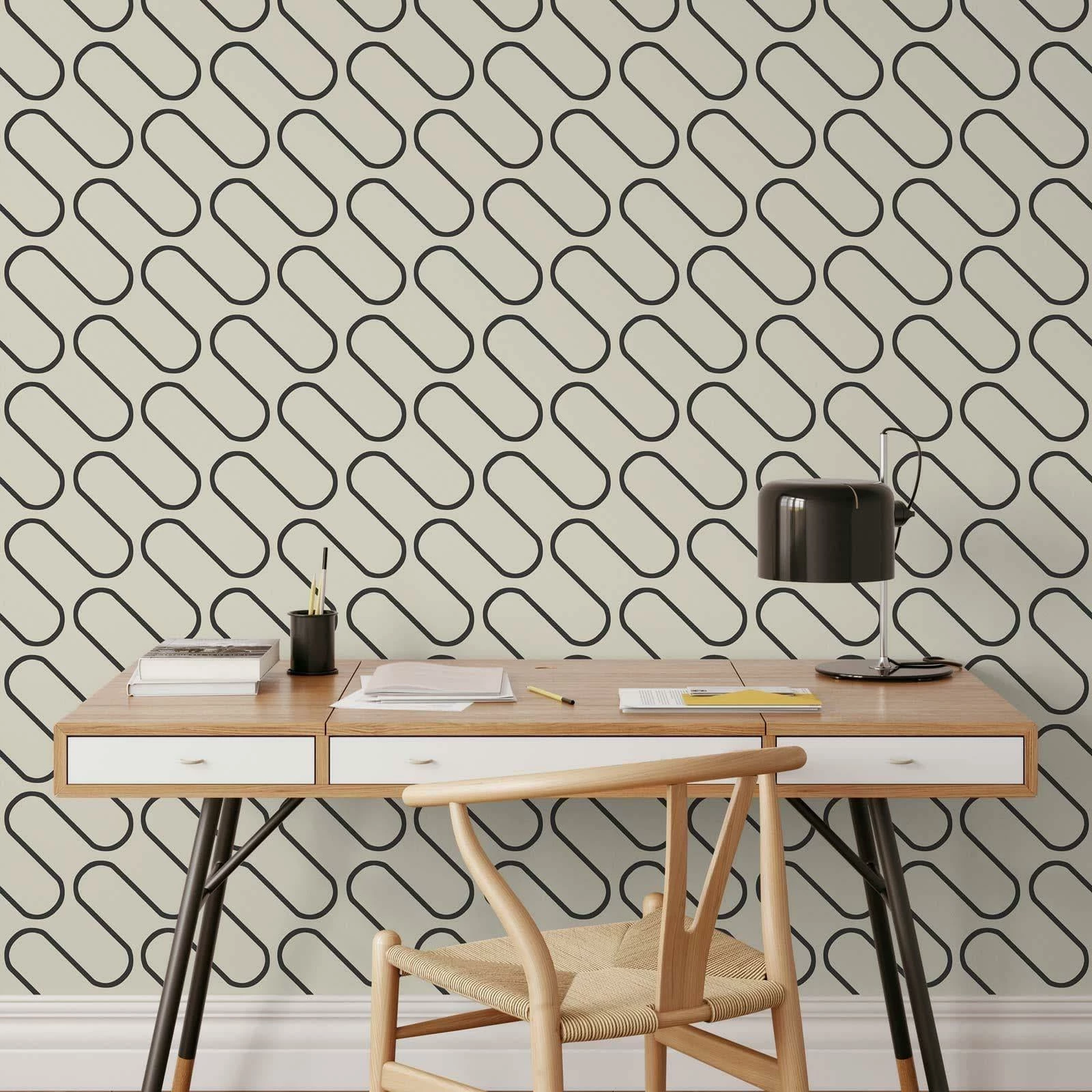 Linear Curve Geometric Cream Wallpaper 5 Linear Curve Geometric Cream Wallpaper - Image 3