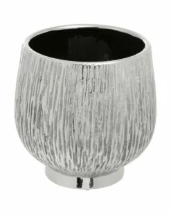 Textured Silver Ceramic Tate Large Planter