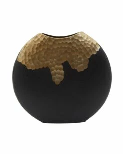 Warm Metallic And Black Blair Round Vase (Small)