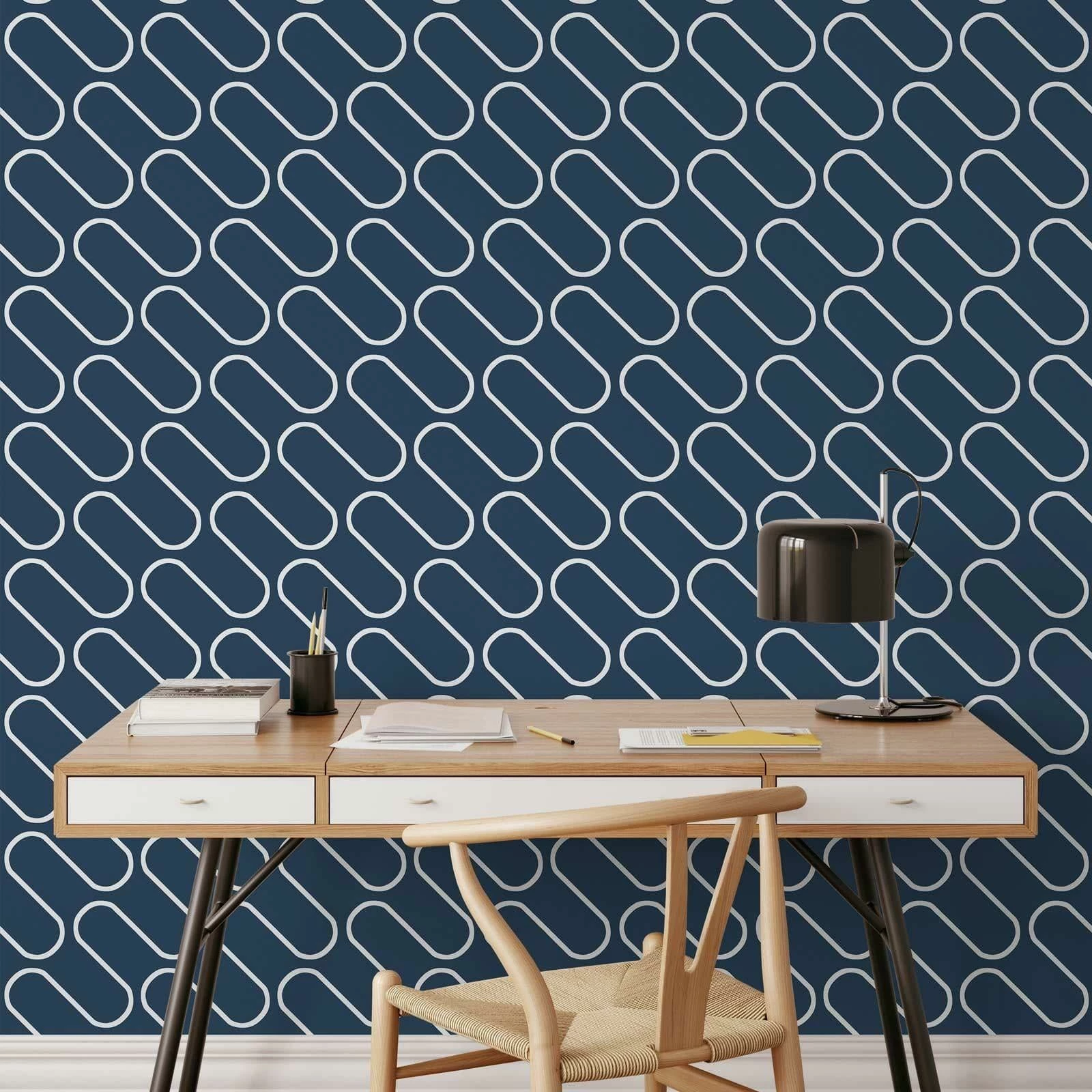 Linear Curve Geometric Navy Wallpaper 5 Linear Curve Geometric Navy Wallpaper - Image 3