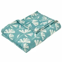 Fusion Alma Retro Floral Fleece Throw Teal