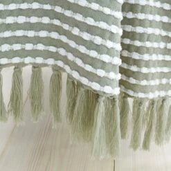 Stab Stitch Tufted Sage Green Throw -Ideal Shop 954d4ccd 656e 46db a3a4 05f62bcb3c93